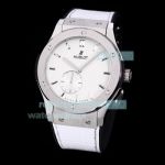 Copy Hublot Big Bang Classic Fusion SS White Dial White Leather Strap Watch 42MM
